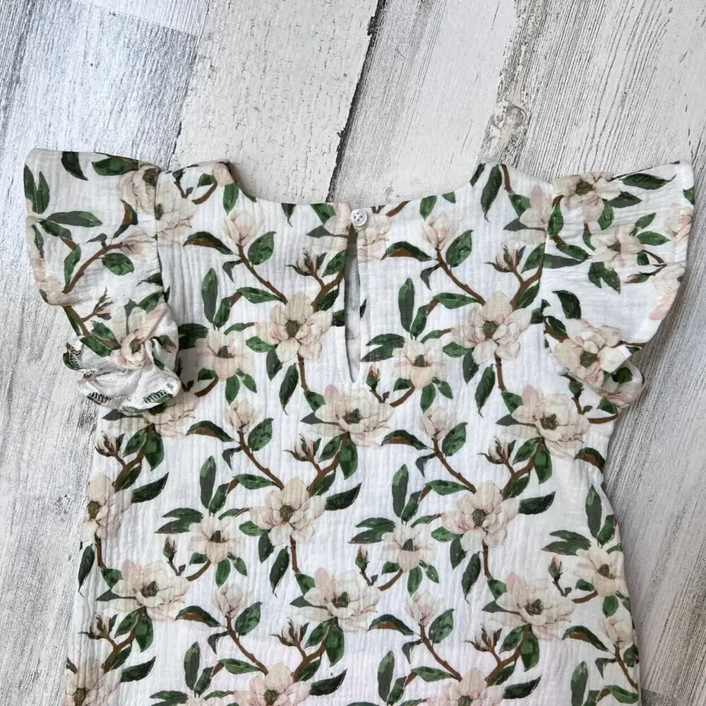 Mud Pie Girls Tunic & Capri Set Size 5T Magnolia Floral Cotton Gauze Outfit New